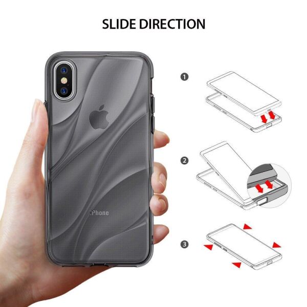 Ringke Flow iPhone XS ile Uyumlu KIlıf Smoke Black 3D Dalga Efekti Hafif Esnek Renkli Transparan 1.1 mm