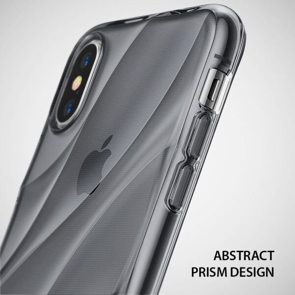 Ringke Flow iPhone XS ile Uyumlu KIlıf Smoke Black 3D Dalga Efekti Hafif Esnek Renkli Transparan 1.1 mm