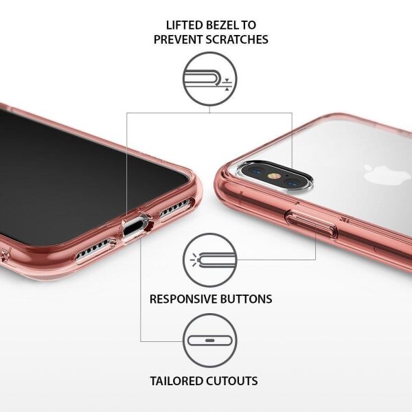 Ringke Fusion iPhone XS ile Uyumlu KIlıf Rose Gold