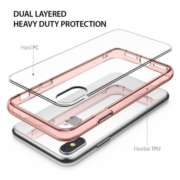 Ringke Fusion iPhone XS ile Uyumlu KIlıf Rose Gold