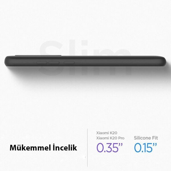 Spigen Mi 9T/ Mi 9T Pro ile Uyumlu Kılıf Silikon Fit Charcoal (Out)