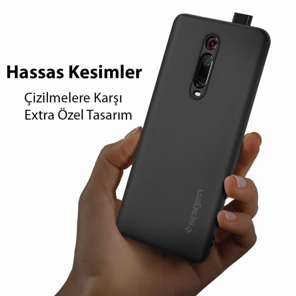 Spigen Mi 9T/ Mi 9T Pro ile Uyumlu Kılıf Silikon Fit Charcoal (Out)