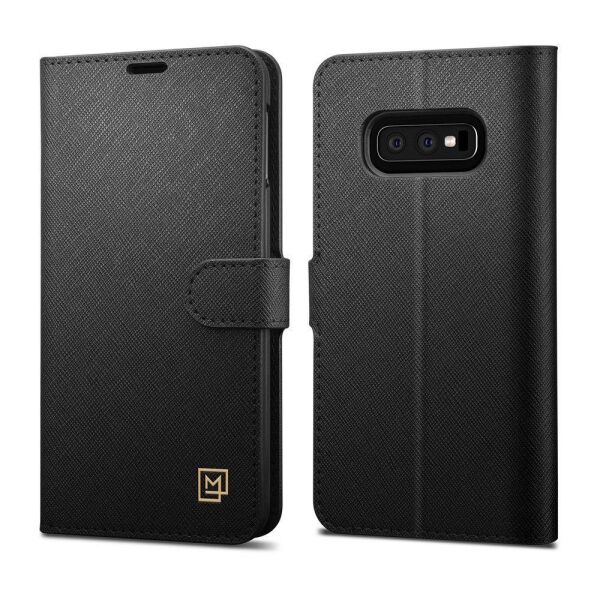 Spigen Galaxy S10e ile Uyumlu Kılıf La Manon Wallet Saffiano Black