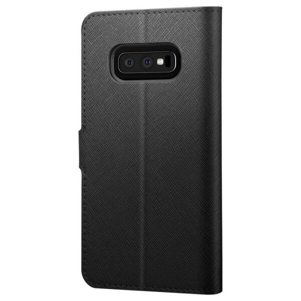 Spigen Galaxy S10e ile Uyumlu Kılıf La Manon Wallet Saffiano Black