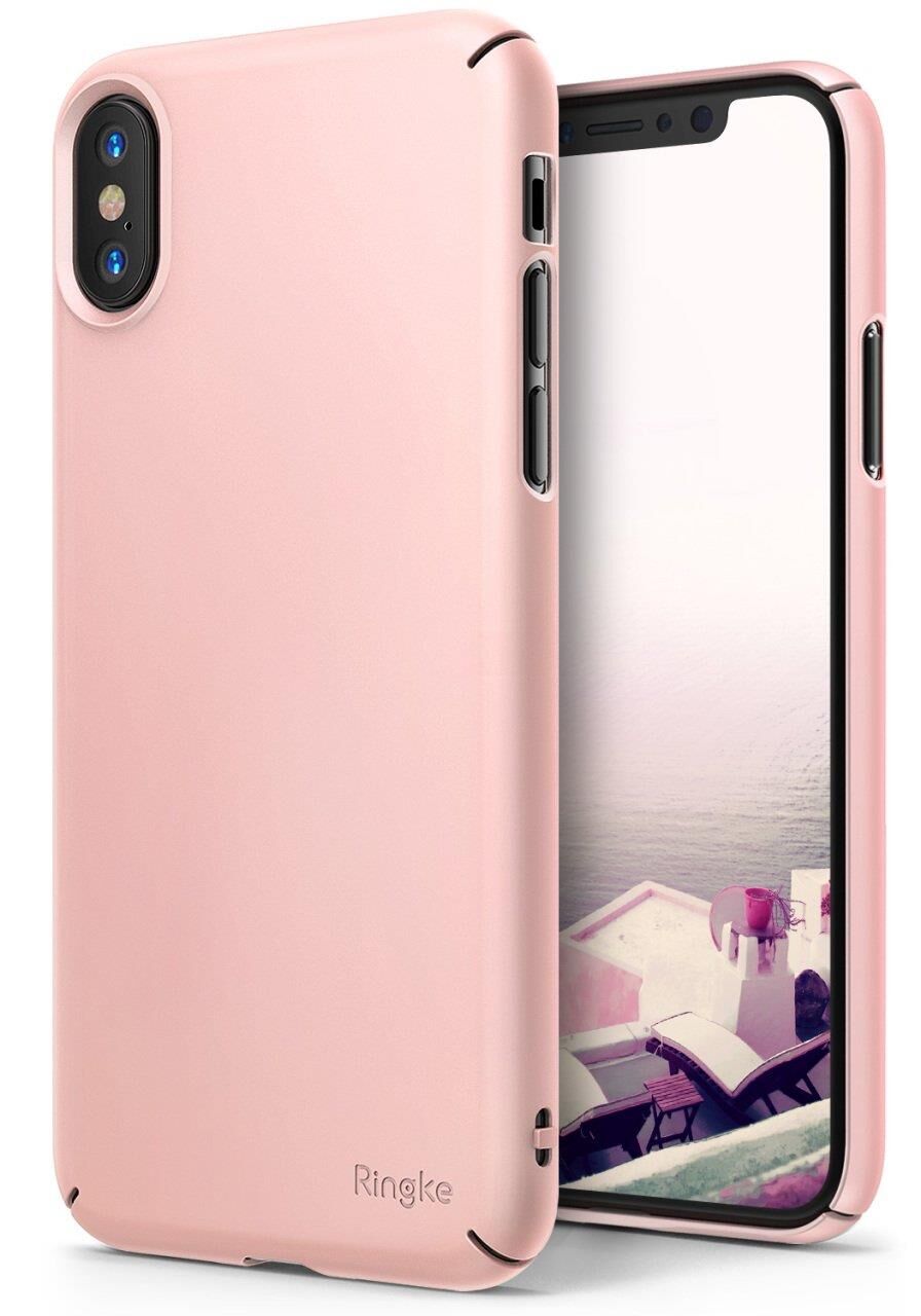 Ringke Slim iPhone XS ile Uyumlu KIlıf Peach Pink