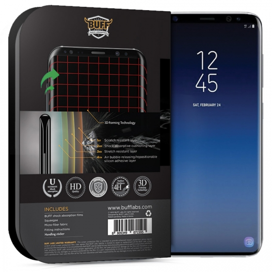 Buﬀ Galaxy S9 Plus ile Uyumlu 3D ile Uyumlu Ekran Koruyucu