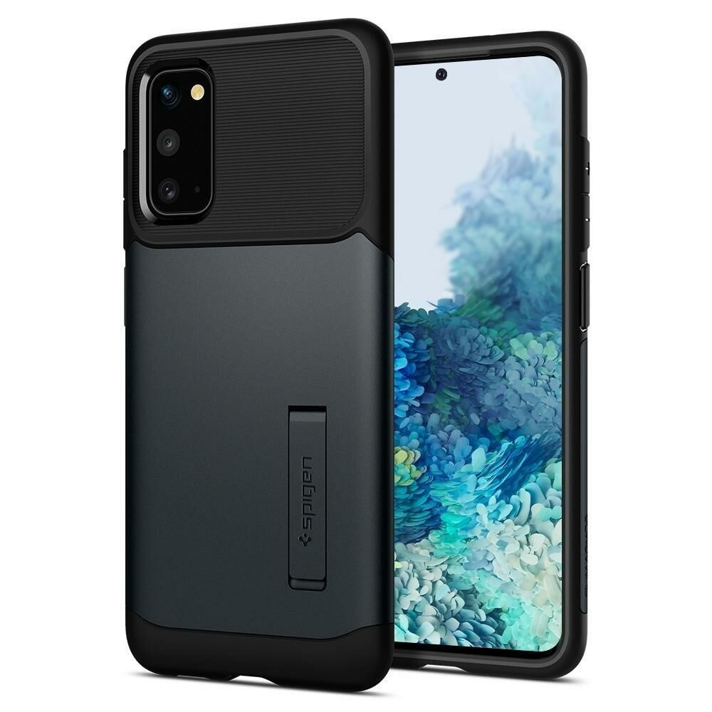 Spigen Galaxy S20 ile Uyumlu Kılıf Slim Armor Metal Slate