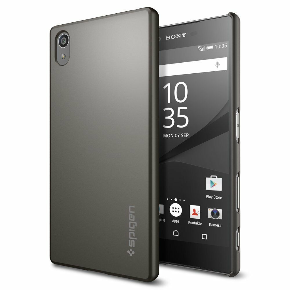 Spigen Xperia Z5 ile Uyumlu Kılıf Thin Fit Gun Metal