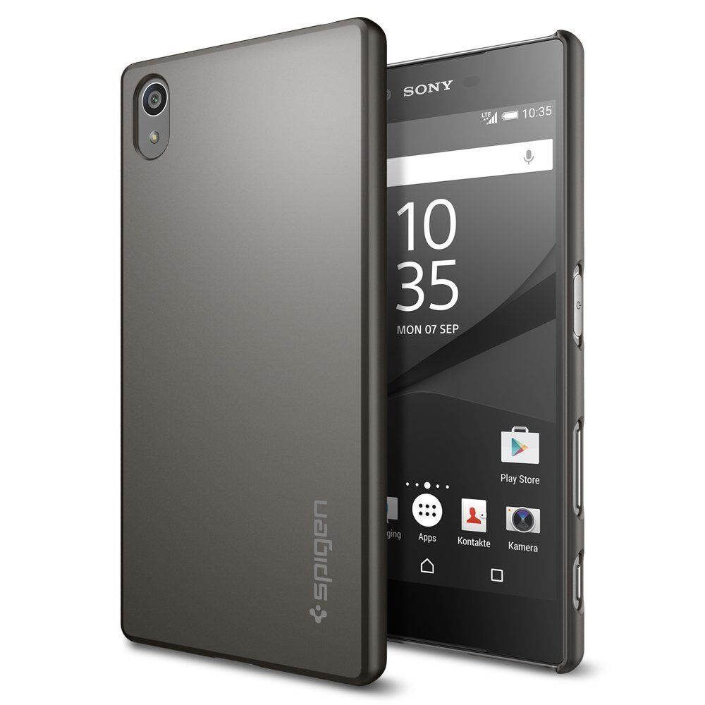 Spigen Xperia Z5 ile Uyumlu Kılıf Thin Fit Gun Metal