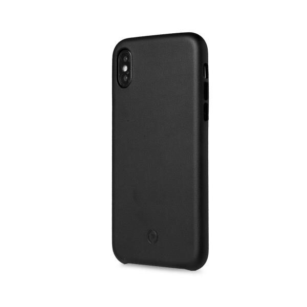 Celly Superior iPhone XS Max ile Uyumlu Deri Görünümlü Kılıf Siyah