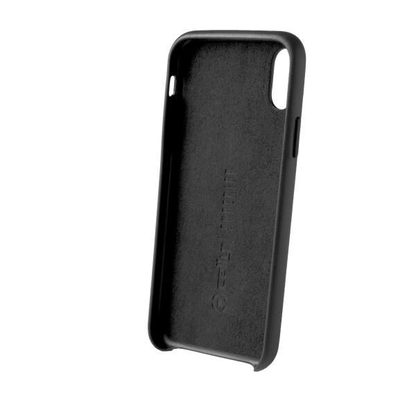 Celly Superior iPhone XS Max ile Uyumlu Deri Görünümlü Kılıf Siyah