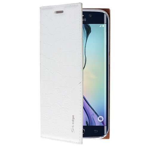 Galaxy S6 Edge ile Uyumlu Kılıf Rock Serisi Kapaklı Beyaz