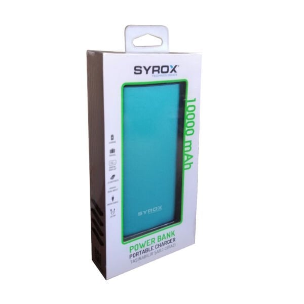 Syrox Powerbank Şarj Cihazı 10000mAh PB117 Turkuaz