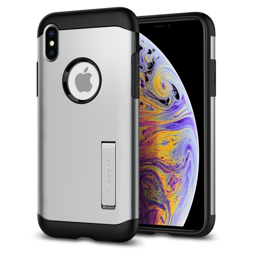 Spigen iPhone XS Max ile Uyumlu Kılıf Slim Armor Satin Silver