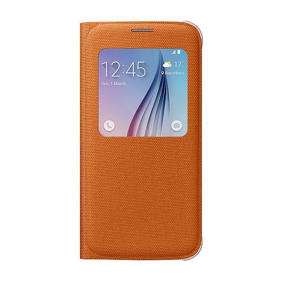 Galaxy S6 ile Uyumlu S View Cover (Tekstil) Turuncu EF-CG920BOEGWW