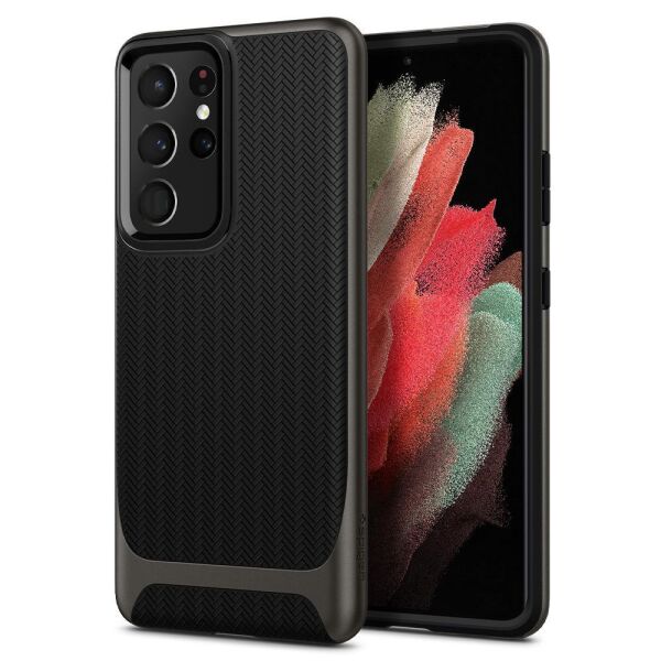 Spigen Galaxy S21 Ultra ile Uyumlu Kılıf Neo Hybrid Gunmetal
