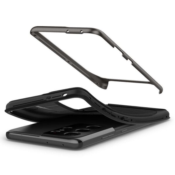 Spigen Galaxy S21 Ultra ile Uyumlu Kılıf Neo Hybrid Gunmetal