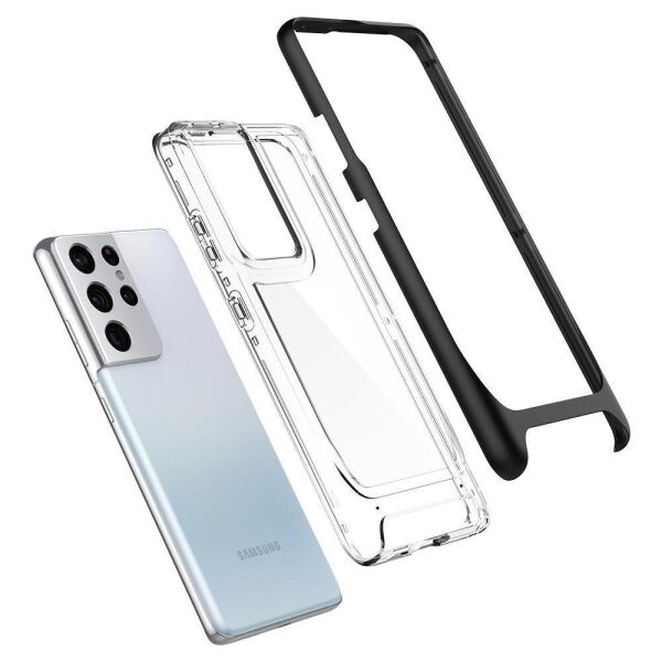 Spigen Galaxy S21 Ultra ile Uyumlu Kılıf Neo Hybrid Crystal Black