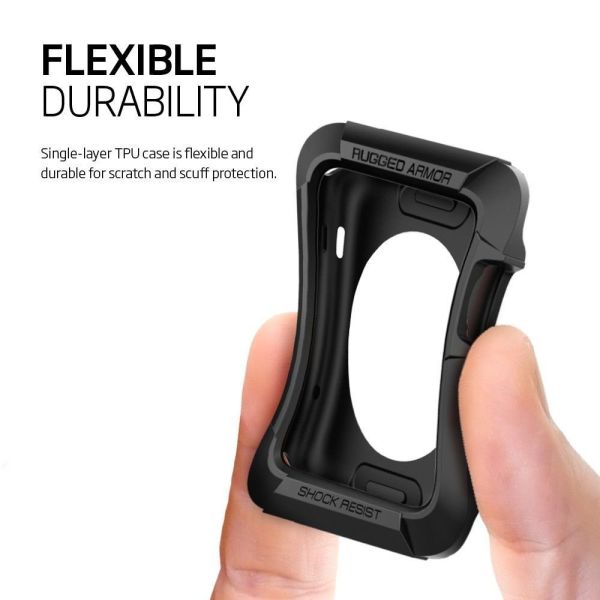 Spigen Apple Watch ile Uyumlu Kılıf Rugged Armor (Ekran Koruyuculu) (38mm) Black