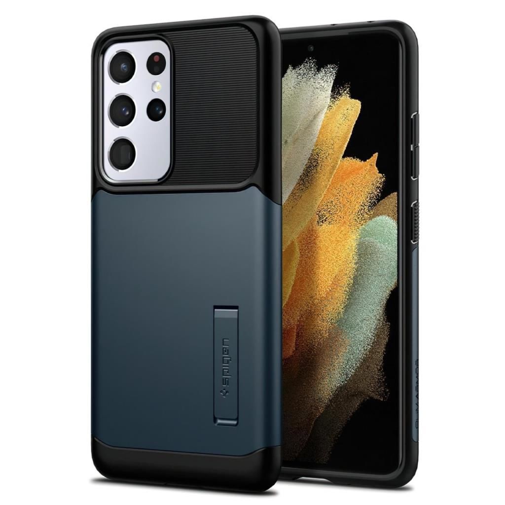 Spigen Galaxy S21 Ultra ile Uyumlu Kılıf Slim Armor Metal Slate