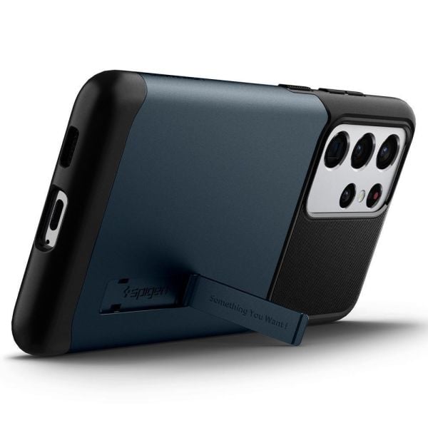 Spigen Galaxy S21 Ultra ile Uyumlu Kılıf Slim Armor Metal Slate