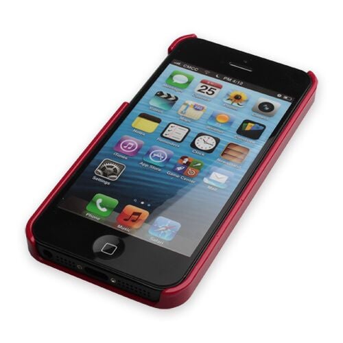 iPhone 5S ile Uyumlu Sert Kauçuk Kılıf Logolu Parlak Kırmızı Renk
