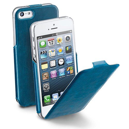 Cellular Line iPhone SE/5S/5 ile Uyumlu Flap Flat Kapaklı Kılıf Mavi FLAPSLIMIPHONE5B (Out)