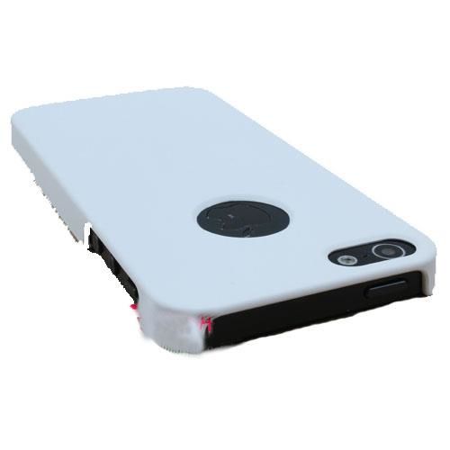 iPhone SE/5S/5 ile Uyumlu Sert Kauçuk Kılıf Logolu Yumuşak Dokulu Beyaz Renk