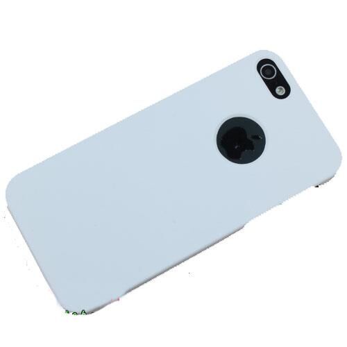 iPhone SE/5S/5 ile Uyumlu Sert Kauçuk Kılıf Logolu Yumuşak Dokulu Beyaz Renk