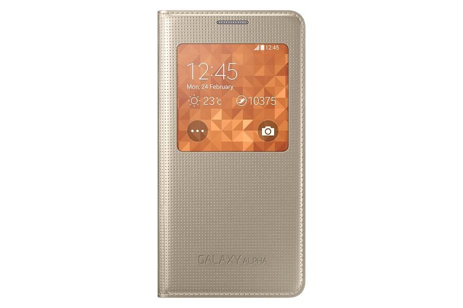Galaxy Alpha G850 ile Uyumlu S View Kılıf Altın EF-CG850BFEGWW