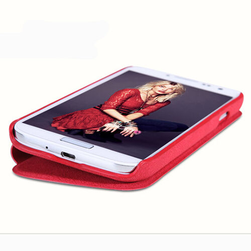 Nillkin i9500 Galaxy S4 ile Uyumlu Nillkin Ağaç Dokulu Kapaklı Kılıf Kırmızı
