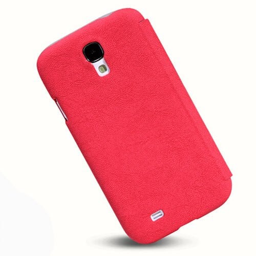 Nillkin i9500 Galaxy S4 ile Uyumlu Nillkin Ağaç Dokulu Kapaklı Kılıf Kırmızı