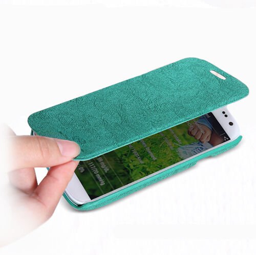 Nillkin i9500 Galaxy S4 ile Uyumlu Nillkin Ağaç Dokulu Kapaklı Kılıf Yeşil