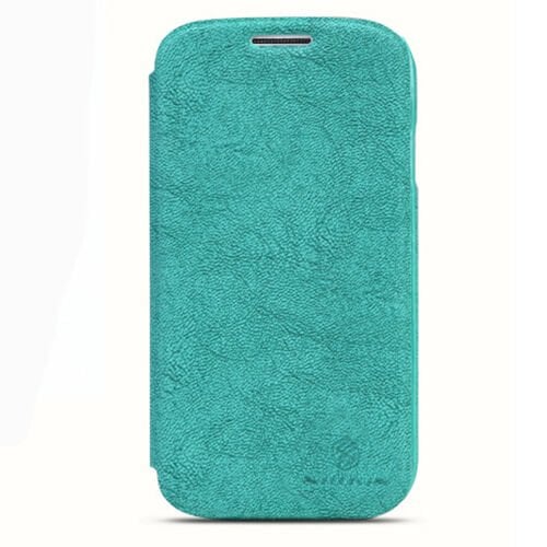 Nillkin i9500 Galaxy S4 ile Uyumlu Nillkin Ağaç Dokulu Kapaklı Kılıf Yeşil