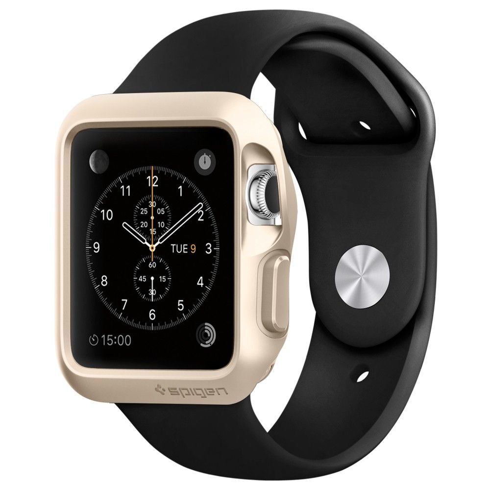 Spigen Watch ile Uyumlu Kılıf Slim Armor (Ekran Koruyuculu) (38mm) Champagne Gold