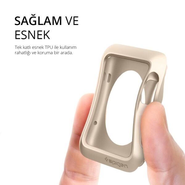 Spigen Watch ile Uyumlu Kılıf Slim Armor (Ekran Koruyuculu) (38mm) Champagne Gold