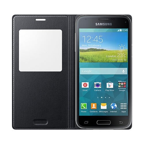 Galaxy S5 Mini ile Uyumlu Kılıf S View Siyah EF-CG800BKEGWW (Out)