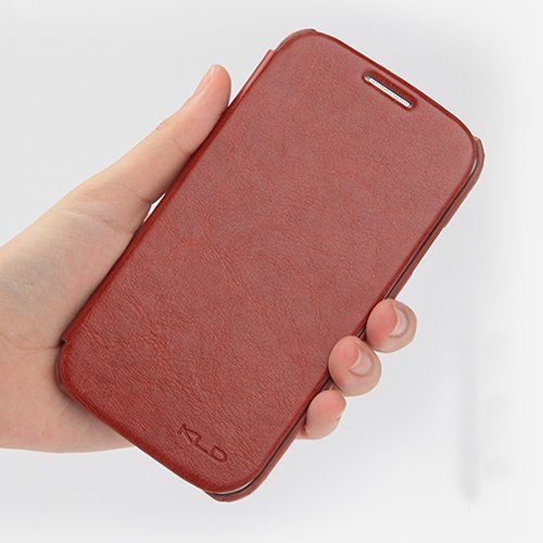 KLD i9500 Galaxy S4 ile Uyumlu Enland Serisi Kapaklı Kılıf Kahverengi