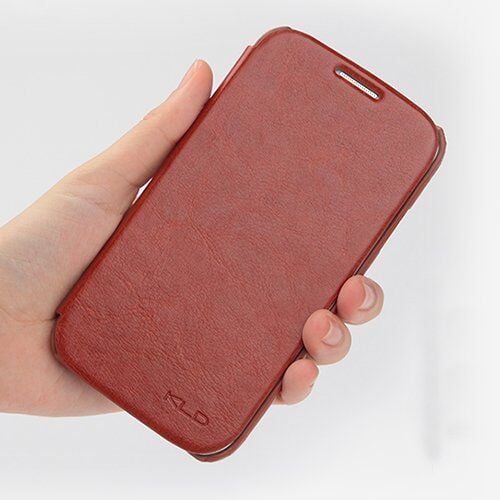 KLD i9500 Galaxy S4 ile Uyumlu Enland Serisi Kapaklı Kılıf Kahverengi