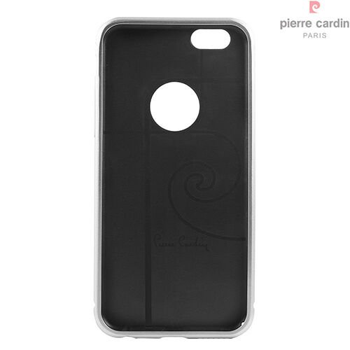 Pierre Cardin iPhone 6/6S ile Uyumlu Metal Çıtalı Arka Deri Kılıf Siyah PCT-P04