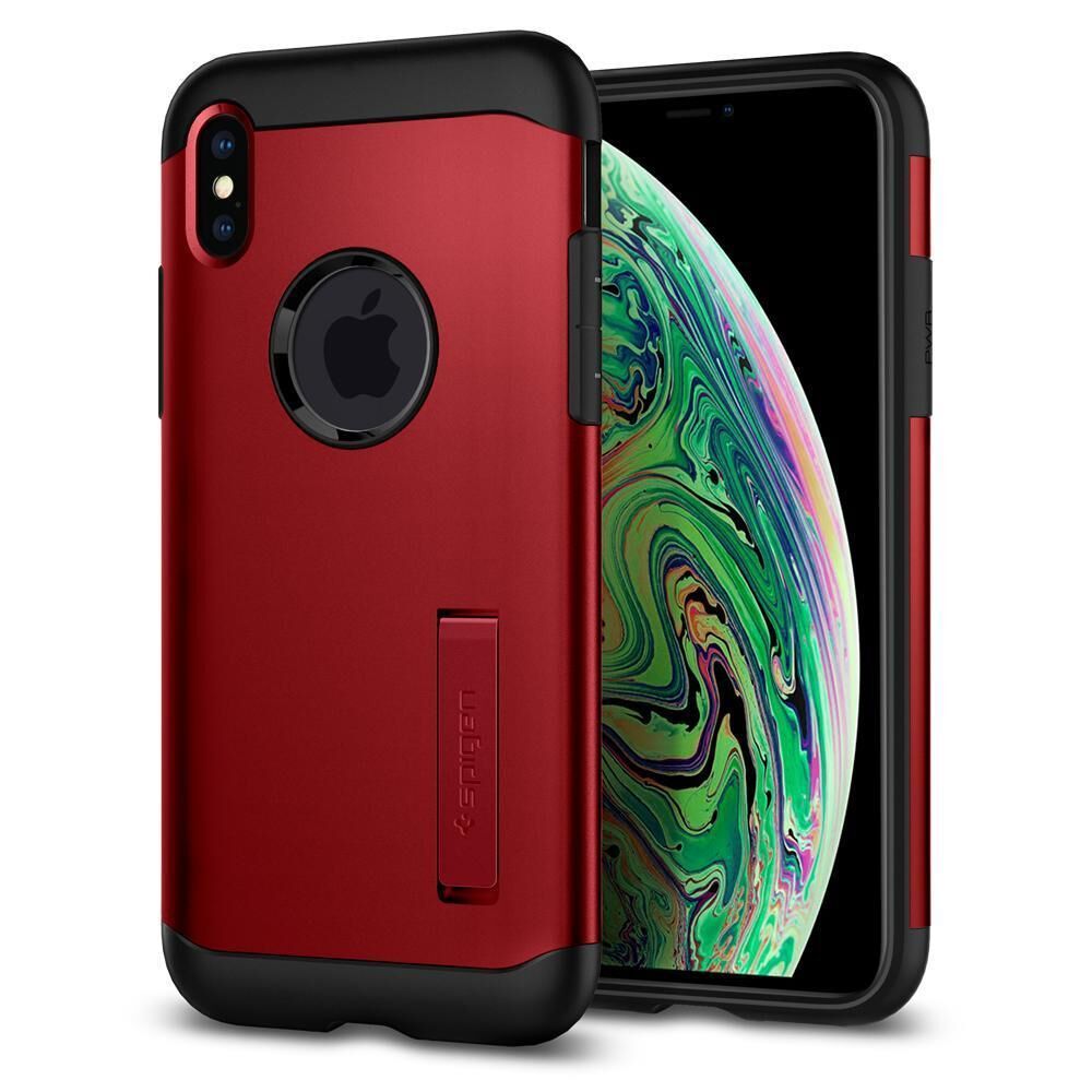 Spigen iPhone XS Max ile Uyumlu Kılıf Slim Armor Merlot Red