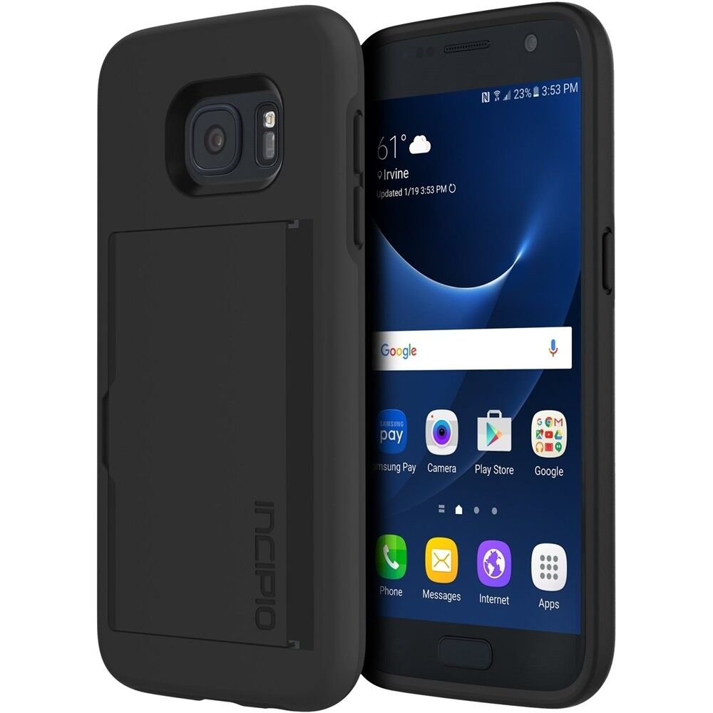 Incıpıo Galaxy S7 ile Uyumlu Kartlık Sert Kılıf Siyah