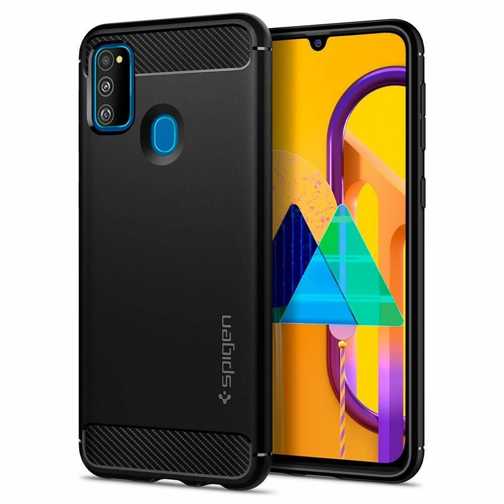 Spigen Galaxy M30s ile Uyumlu Kılıf Rugged Armor Matte Black