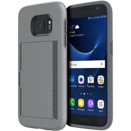Incıpıo Galaxy S7 ile Uyumlu Kartlık Sert Kılıf Gri
