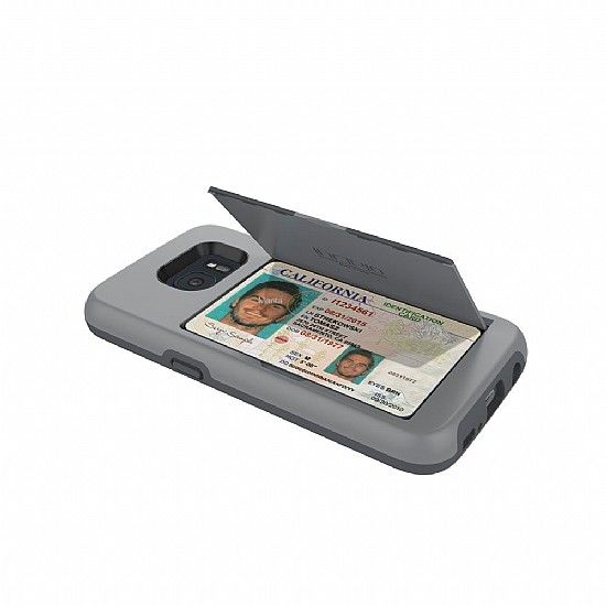 Incıpıo Galaxy S7 ile Uyumlu Kartlık Sert Kılıf Gri