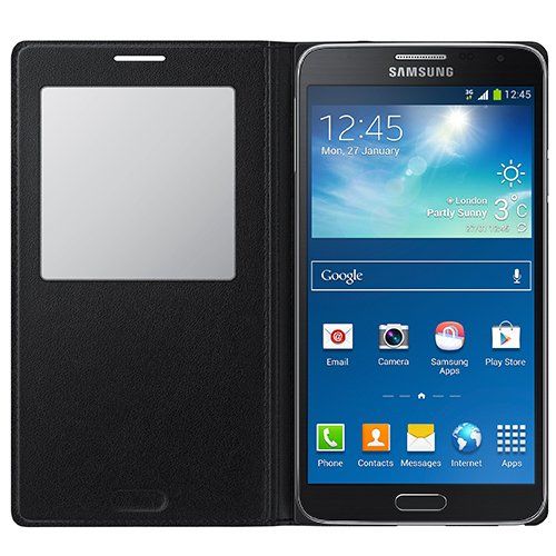 Galaxy Note 3 Neo ile Uyumlu S View Cover Kılıf Siyah EF-CN750BBEGWW (Out)