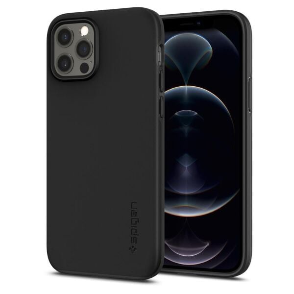 Spigen iPhone 12 / iPhone 12 Pro ile Uyumlu Kılıf Thin Fit Pro Black