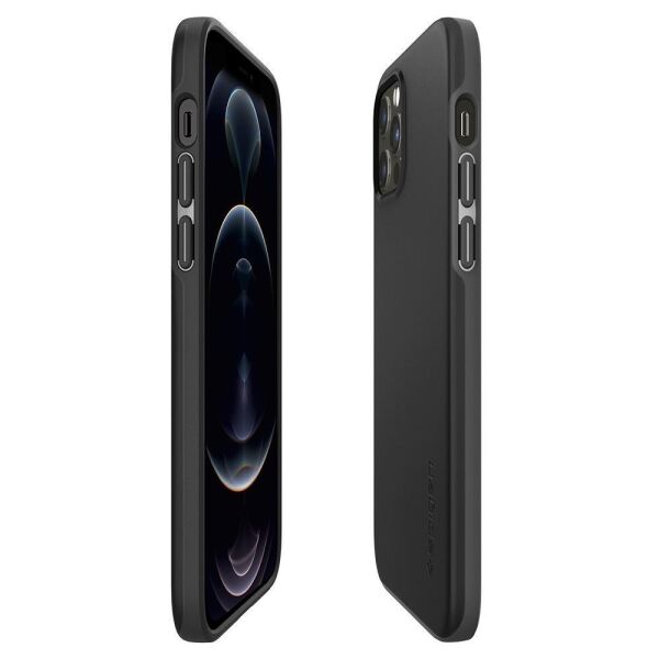 Spigen iPhone 12 / iPhone 12 Pro ile Uyumlu Kılıf Thin Fit Pro Black