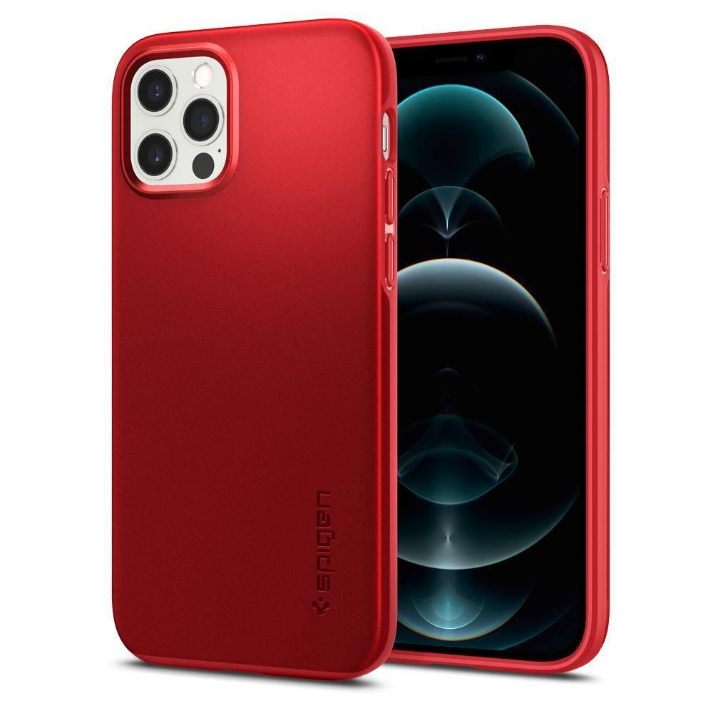 Spigen iPhone 12 / iPhone 12 Pro ile Uyumlu Kılıf Thin Fit Pro Red