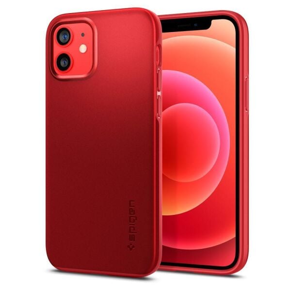 Spigen iPhone 12 / iPhone 12 Pro ile Uyumlu Kılıf Thin Fit Pro Red